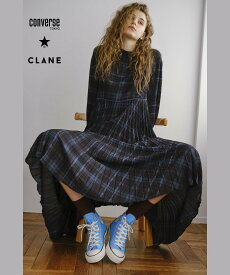 【SALE／50%OFF】CONVERSE TOKYO WOMEN 【CONVERSE TOKYO * CLANE】CHECKED PLEATS DRESS コンバーストウキョウ ワンピース・ドレス ワンピース ブラック ブラウン【送料無料】