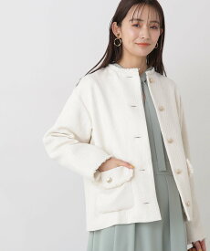 N. Natural Beauty Basic ノーカラーツイードジャケット《S Size Line》 24SS エヌ ナチュラルビューティーベーシック* ジャケット・アウター ブルゾン・ジャンパー ホワイト ブラック ブルー【送料無料】