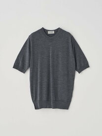JOHN SMEDLEY クルーネック半袖ニットプルオーバー ｜ CERICE ｜ 30G CONTEMPORARY FIT ジョンスメドレー トップス ニット グレー【送料無料】