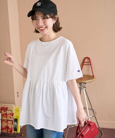 Champion 限定展開 別注ギャザー切り替えチュニック Champion チャンピオン 限定 フリークスストア トップス カットソー・Tシャツ ホワイト グリーン ブラック ネイビー【送料無料】
