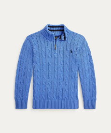 POLO RALPH LAUREN (ボーイズ 2才~7才)ケーブルニット コットン クォータージップ セーター ラルフローレン トップス ニット ブルー【送料無料】