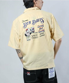 BEN DAVIS / WHITE LABEL 【BEN DAVIS(ベンデイビス)】CUT HOUSE O/C SHIRT / 半袖シャツ オープンカラー ロゴ刺繍 オーバーサイズ フロント ルード ナバル トップス シャツ・ブラウス ブラック ホワイト イエロー ブルー【送料無料】