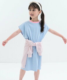 【SALE／35%OFF】pairmanon 【綿100%】ガールズ ネームタグ付き カラーボーダーワンピース ペアマノン ワンピース・ドレス ワンピース レッド グリーン ピンク