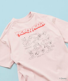 【SALE／41%OFF】FREAK'S STORE 限定展開 DISNEY/ディズニー/ミッキーマウス /モノクロ バックプリント クルーネック Tシャツ フリークスストア トップス カットソー・Tシャツ ホワイト ネイビー グレー ピンク