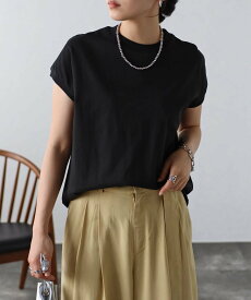 【SALE／34%OFF】mitis mitis/(W)プチハイネックフレンチスリーブTシャツ リラクロ トップス カットソー・Tシャツ ブラック ブルー ホワイト カーキグリーン