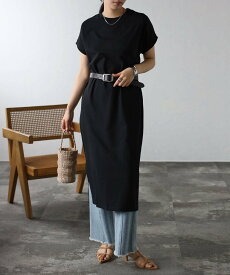【SALE／40%OFF】mitis mitis/(W)プチハイネックフレンチスリーブTシャツワンピース リラクロ ワンピース・ドレス ワンピース ホワイト ブルー ブラック カーキグリーン