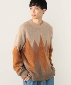 【SALE／70%OFF】BEAMS HEART BEAMS HEART / アーガイル ビッグ クルーネック ニット ビームス アウトレット トップス ニット ブラウン ベージュ