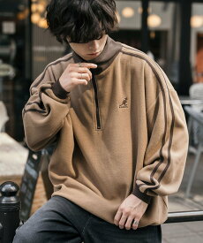 【SALE／44%OFF】KANGOL 新色追加 KANGOL 別注コラボサイドラインロゴ刺繍ハーフジップフリース ロッキーモンロー トップス スウェット・トレーナー ブラック ブラウン ホワイト ワインレッド ネイビー グレー ブルー