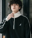 KANGOL 新色追加 KANGOL 別注コラボサイドラインロゴ刺繍ハーフジップフリース ロッキーモンロー トップス スウェット…