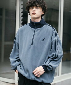 KANGOL 新色追加 KANGOL 別注コラボサイドラインロゴ刺繍ハーフジップフリース ロッキーモンロー トップス スウェット・トレーナー ブラック ブラウン ホワイト ワインレッド ネイビー グレー ブルー【送料無料】