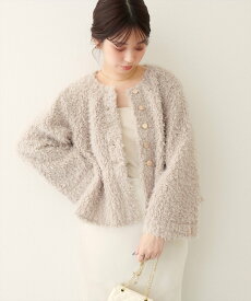 【SALE／30%OFF】natural couture ペプラムボアカーディガン ナチュラルクチュール トップス カーディガン ホワイト ブラウン ベージュ【送料無料】