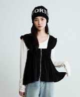 【SALE／30%OFF】JEANASIS シャーリングギャザーZIP NS ジーナシス トップス ベスト・ジレ カーキグリー…