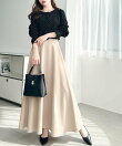 カットジョーゼットハイウエストボリュームフレアスカート