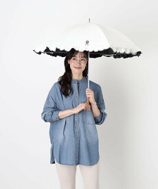 POLO RALPH LAUREN 【WEB限定/遮光率100%/遮熱/UV】POLO RALPH LAUREN（ポロ ラルフローレン）晴雨兼用日傘 ワンポイント ポロベア刺繍 フリル 長傘 ムーンバット ファッション雑貨 傘・長傘 ベージュ ネイビー ホワイト ブルー【送料無料】