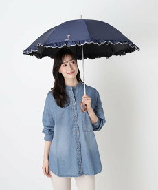 POLO RALPH LAUREN 【WEB限定/遮光率100%/遮熱/UV】POLO RALPH LAUREN（ポロ ラルフローレン）晴雨兼用日傘 ワンポイント ポロベア刺繍 フリル 長傘 ムーンバット ファッション雑貨 傘・長傘 ベージュ ネイビー ホワイト ブルー【送料無料】
