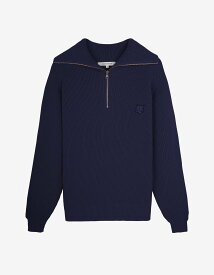 Maison Kitsune MAISON KITSUNE/(M)BOLD FOX HEAD PATCH HALF ZIP RIBBED JUMPER メゾン キツネ トップス ニット ネイビー【送料無料】