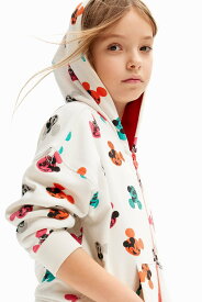 【SALE／50%OFF】Desigual 【ディズニー】ミッキー総柄フードスウェット/(100cmー150cm) デシグアル トップス パーカー・フーディー ホワイト【送料無料】