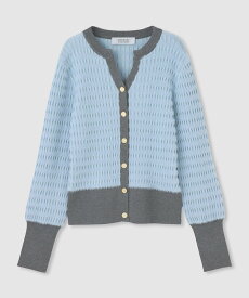 LOULOU WILLOUGHBY ◇【LOULOU WILLOUGHBY】フェザーボーダーカーディガン アルアバイル トップス カーディガン ホワイト ブラック ブルー ピンク【送料無料】