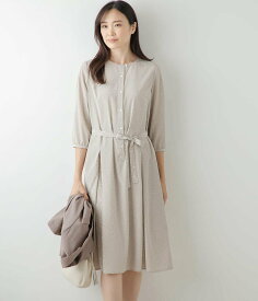 【SALE／33%OFF】NEWYORKER WOMEN ミニドットプリント ボックスタック7分袖ワンピース ニューヨーカー ワンピース・ドレス ワンピース グレー ネイビー【送料無料】