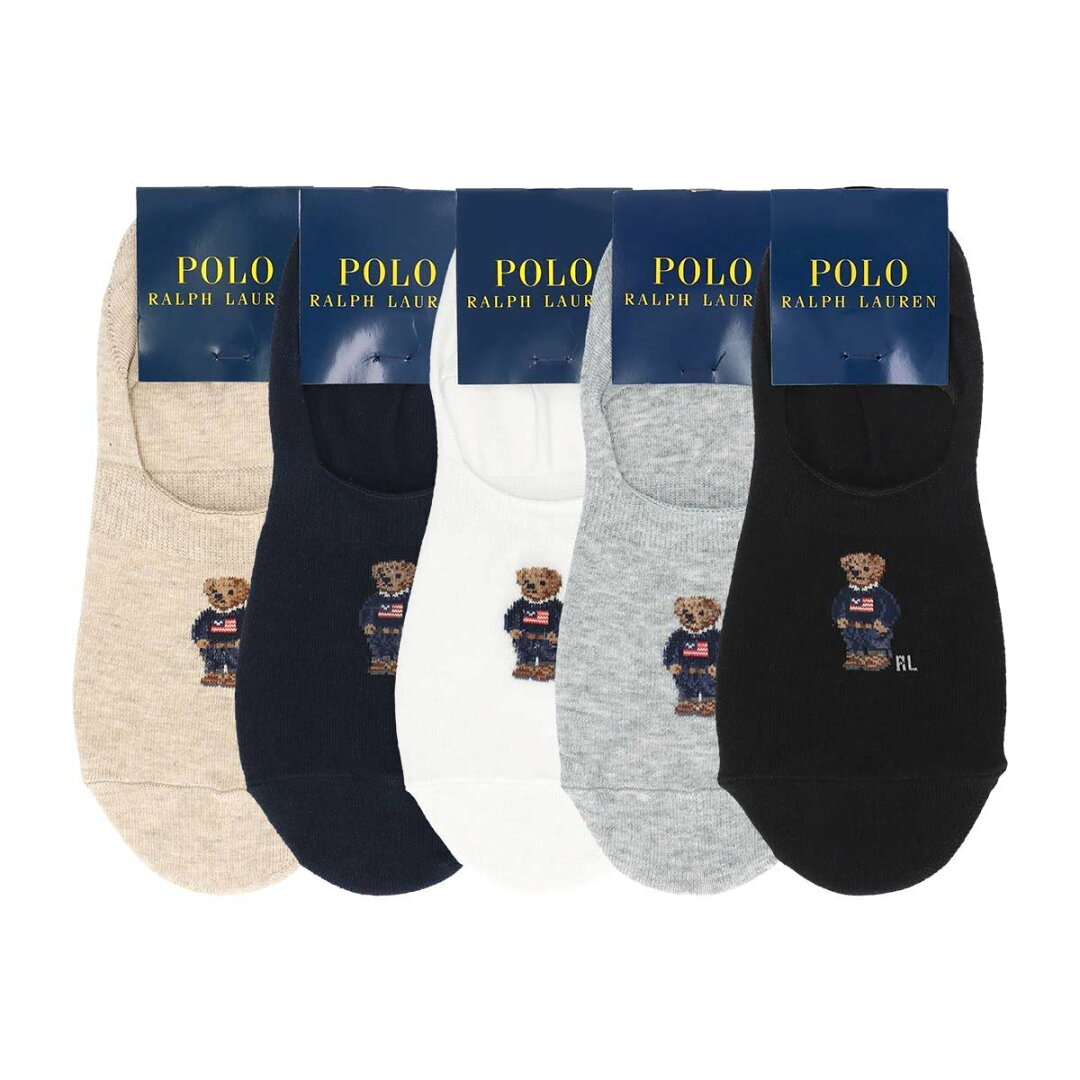 POLO RALPH LAUREN POLO RALPH LAUREN オーガニックコットン混 デニムミニベア フットカバー ソックス ナイガイ 靴下・レッグウェア 靴下 ベージュ ネイビー ブラック ホワイト - メイン画像 1