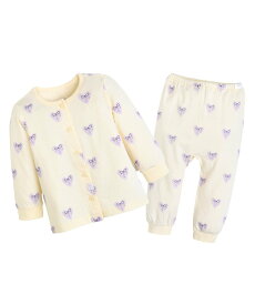 【SALE／30%OFF】moimoln 【ルームウェア】ハートリボン柄長袖トップス&パンツ モイモルン インナー・ルームウェア その他のインナー・ルームウェア ホワイト