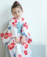 utatane×注染工房 utatane*注染工房 子供浴衣3点セット 白地になでしこ ウタタネ 着物・浴衣・和装小物 …