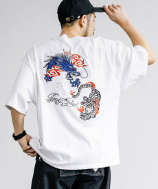 Rocky Monroe オーバーサイズ和柄刺繍半袖Tシャツ ロッキーモンロー トップス カットソー・Tシャツ【送料無料】