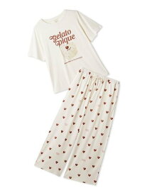 gelato pique 【ONLINE限定】【接触冷感】ケーキワンポイントTシャツ&ハート柄ロングパンツセット ジェラートピケ インナー・ルームウェア その他のインナー・ルームウェア ピンク ホワイト【送料無料】