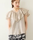 【WEB限定カラー】Vネックフリルブラウス(無地・ピンストライプ)/イージーケア