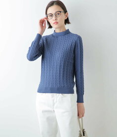 【SALE／50%OFF】NEWYORKER WOMEN コンパクトギザコットン ケーブルハイネックニットプルオーバー ニューヨーカー トップス ニット ピンク ホワイト グリーン ブルー【送料無料】