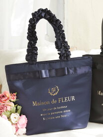 Maison de FLEUR ブランドロゴフリルハンドルトートMバッグ メゾン ド フルール バッグ その他のバッグ ブラック ネイビー【送料無料】