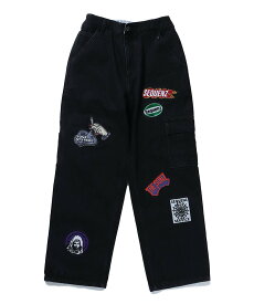 B ONE SOUL 【SEQUENZ】 WAPPEN LOOSE DENIM / ワッペン 刺繍 デニム ルーズ カーゴ パンツ ナバル パンツ その他のパンツ ブラック グレー ブルー【送料無料】