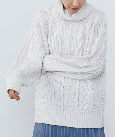 【SALE／70%OFF】BEAMS HEART WOMEN オフタートル 柄ミックス ニットプルオーバー ビームス アウトレット トップス ニット パープル ホワイト グリーン