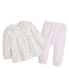 【SALE／30%OFF】moimoln 【ルームウェア】レトロフラワーレースフリル長袖トップス&パンツ モイモルン インナー・ルームウェア その他のインナー・ルームウェア ピンク