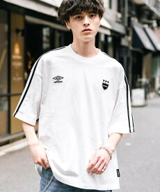 Rocky Monroe UMBRO 別注コラボ オーバーサイズサイドライントラックロゴTシャツ ロッキーモンロー トップス カットソー・Tシャツ ホワイト ブラック ネイビー【送料無料】