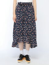 【Dukkah】(L)フラワーフリルイレヘムスカート