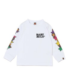 A BATHING APE BABY MILO STA L/S TEE ア ベイシング エイプ トップス カットソー・Tシャツ ブラック ホワイト【送料無料】