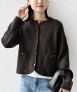《一部追加予約》<手洗い可能>モール リブ クルーネック カーディガン