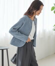 《一部追加予約》<手洗い可能>モール リブ クルーネック カーディガン