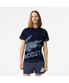 【SALE／30%OFF】LACOSTE オーバーサイズプリントTシャツ ラコステ トップス カットソー・Tシャツ ネイビー ホワイト ブルー【送料無料】