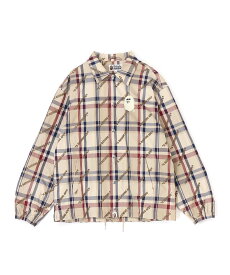 A BATHING APE A BATHING APE LOGO CHECK PATTERN COACH JACKET ア ベイシング エイプ ジャケット・アウター その他のジャケット・アウター ベージュ【送料無料】