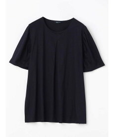 Aquascutum WOMEN パフスリーブカットソー アクアスキュータム トップス カットソー・Tシャツ ネイビー ホワイト【送料無料】