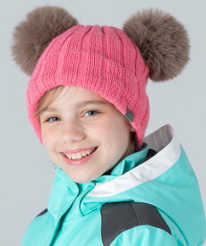 【SALE／30%OFF】phenix phenixスキーウェア ローゲージダブルポンポンニットハット KIDS シフォン 帽子 ニット帽・ビーニー ネイビー ピンク