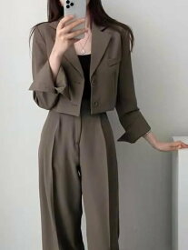 【SALE／10%OFF】LADY LIKE ショートジャケットセットアップパンツスーツ ディアベル スーツ・フォーマル セットアップスーツ ホワイト ブラウン ブラック ベージュ【送料無料】