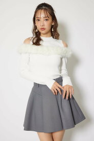 【SALE／30%OFF】rienda ショルダーオープンフェイクファーニットトップス リエンダ トップス ニット ブラウン ホワイト ブラック【送料無料】
