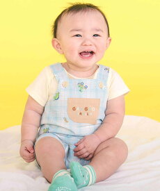 【SALE／20%OFF】SLAP SLIP BABY オシャベリモチーフ刺しゅうサロペット+ボディミニセットベビー(70~80cm) ベベ オンライン ストア マタニティウェア・ベビー用品 ベビートップス ブルー グリーン