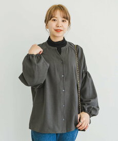 【SALE／64%OFF】URBAN RESEARCH ITEMS ウールライクスキッパーブラウス アーバンリサーチアイテムズ トップス シャツ・ブラウス グレー ブラウン