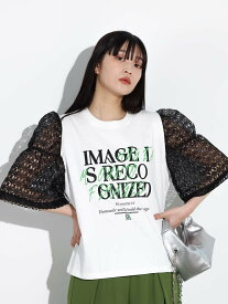 LASUD RADIATE×OKIRAKU レーススリーブロゴTシャツ ラシュッド トップス カットソー・Tシャツ ホワイト グレー ブラック【送料無料】