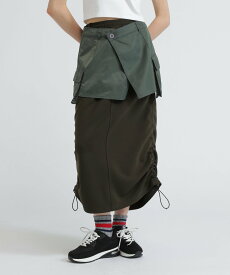 【SALE／30%OFF】AVIREX NYLON×DOUBLE KNIT LAYERED SKIRT/ナイロン×ダブルニットレイヤードスカート アヴィレックス スカート その他のスカート グリーン ブラック グレー【送料無料】