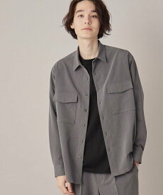 【SALE／30%OFF】THE SHOP TK 【セットアップ可】TRストレッチダブルフラップシャツ ザ ショップ ティーケー トップス シャツ・ブラウス グレー ブルー【送料無料】